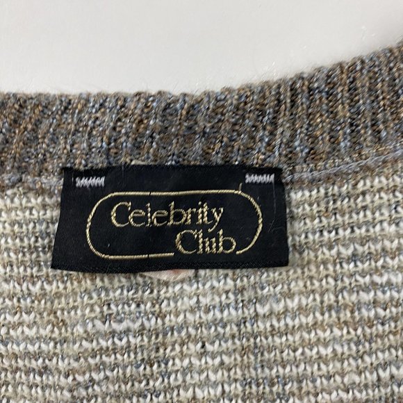 Vintage Celebrity Club Cardigan Sweater Mens Large Fair Isle Grunge Grandpa - Picture 4 of 8